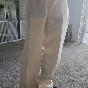 Women's Cream Wide-Leg Dress Pants